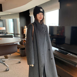 plus Size Double-Faced Cashmere Coat Knee-Length Woolen Outerwear for plus Size Women Autumn Winter High-End Fashion