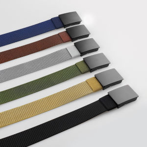 1PC 125CM Belt Mens casual versatile alloy smooth automatic belt nylon canvas belt pants belt suitable for both men and women