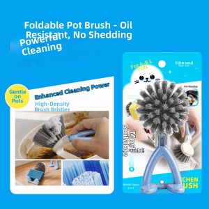 Little seal | Non Scratch Multifunction Kitchen Pot Brush Long Handle