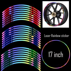 17" Car Styling Strips Rainbow Rim Tape Motocross Bike Motorcycle Wheel Stickers for Kawasaki Honda Yamaha Suzuki KTM Ducati