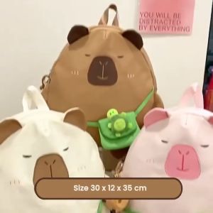 Mismi Arya Bag Tas Ransel Wanita Cute Capybara Korean Style Casual Backpack Perempuan Stylish - 46A