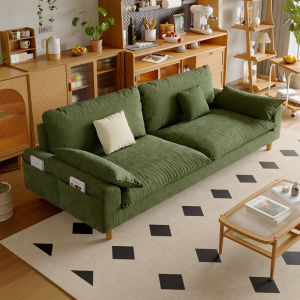 Retro Style Corduroy Fabric Sofa For Small Spaces Scandinavian Retro Design