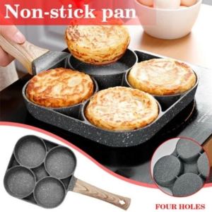 Omelet Pan for Burger Egg Ham Bacon Pancake Maker Wooden Handle Frying Pot Cook