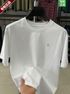 เสื้อยืดแขนสั้นหลวมสไตล์ลำลองสำหรับผู้ชาย ทรงหลวม แขนสั้น คอตั้ง สีสันสดใส ผ้าฝ้ายผสม เสื้อยืดคอกลมสำหรับฤดูร้อน