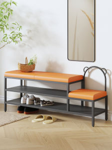 Creative Iron Art Shoe Bench Family Use Childrens Seat Luxurious Entrance Hall Light Luxury Leather Finish No Assembly Required