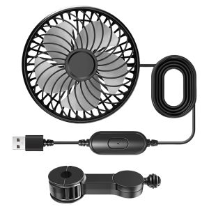 【New Arrival】 High-Performance USB Car Fan with 360 Degree Rotation for Rear Seat Cooling Durable Black Material Suitable for All Vehicles