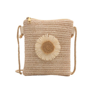 Summer 2024 New Style Small Crossbody Phone Bag Woven Straw Fashionable Chic Trendy Basket Handbag Womens Purse