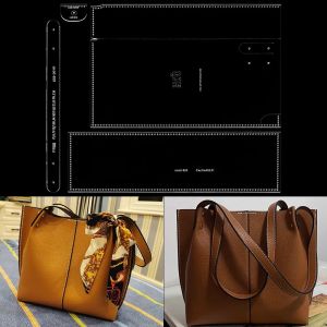 1 ชิ้นขนาดใหญ่-ความจุ Casual กระเป๋าไหล่เดี่ยว-อะคริลิคแม่แบบ (Reusable) DIY หนังงานฝีมือทําด้วยมือ-เย็บแม่แบบหลุม