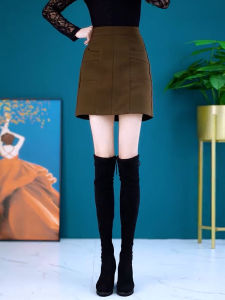 High Waist A-Line Mini Skirt for Women Winter Season Polyester Blend Slimming Wrap around One Step Design Short Skirts