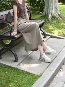 Satin Acetate Mid-length Straight Skirt