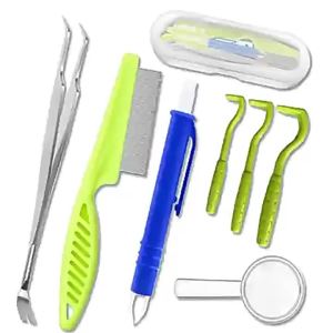 3 Sets Pet Flea Remover Hook Tick Remover Tweezer Tick Puller Tool for Dogs Cats Flea Extractor Tick Clamp Pet Grooming Accessor