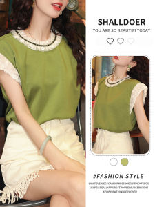 Shalldoer | Sweet Preppy Style Round Neck Lace Trim Splice Sleeveless Top For Young Women Summer New Arrival Unique Design Casual Fashion