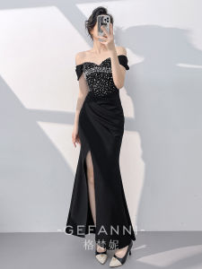 Elegant Hostess Evening Gown 2026 New Fish Tail Off Shoulder Slit