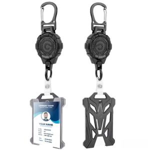 1/2 Set Retractable Keychain Heavy Duty Carabiner Badge Holder Tactical ID Badge Reel with 99cm/39” Steel Retractable Cord