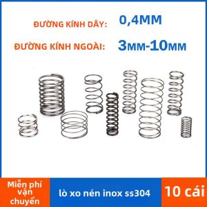 10 Chiếc SUS304 Lò Xo Nén Inox Đường Kính Dây 0.4 Mm Xoắn Ốc Nhỏ Trở Lại Lò Xo Công Nghiệp Gia Công Kim Loại 5 Mm-30 Mm