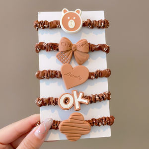 High Elasticity Childrens Hair Ties Coffee Milk Color Durable Hair Bands Girls New 2025 Hair Accessories Hair Ropes