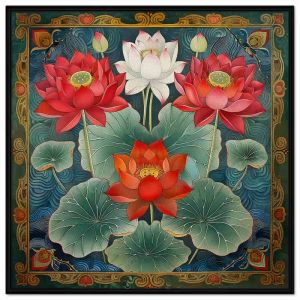 Tranh hoa sen tranh treo tường tranh dán tường phòng thờ phòng khách in canvas. CGI - 462