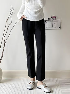 Slim Fit Black Straight Leg Smoke Tube Pants Spring Autumn New Style Nine Points Casual Trousers Womens Fashion Comfortable