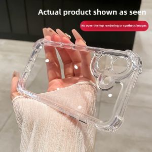 Transparent Silicone Phone Case for 16 13/15 Full Cover Max Anti-Fall 14ProMax Airbag 11/12 Men X/XR/7/8Plus Protection