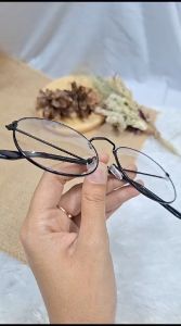 Kacamata Wanita Pria Oval Fashion Retro Korea Kacamata Bening Stainless Frame