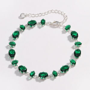 Luxury Brand Zircon Tennis Bracelets For Women Emerald Crystal Charms Bangle Wedding Jewelry