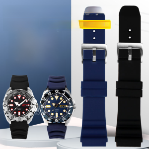 Adapted to Seiko Seiko No. 5 Srp601j1 Srp599j1 Srp605j2 Black Green Water Ghost Silicone Watch Strap