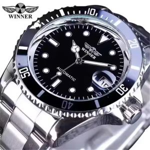 WINNER 002 Advanced Mens Automatic Mechanical Watch Waterproof Night Light Stainless Steel Calendar Mens Luxury Clock Gifts