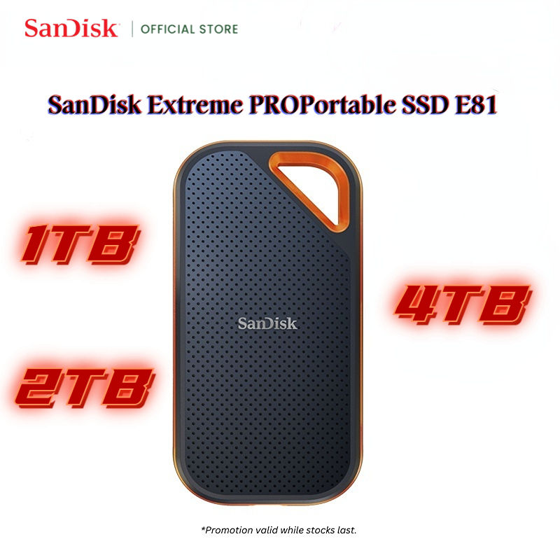 SanDisk Extreme PRO® Portable SSD E81 V2 /1TB / 2TB / 4TB / SSD 2000MB/s Read Speed 2000MB/s Write Speed/ IP55 USB 3.2