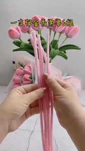 100PCS Colored Chenille Wires Fluffy Sticks Fuzzy Wire Pipe DIY Flower Chenille Stem Handmade