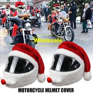 Funny Christmas Hat Motorcycle Helmet Cover Santa Claus Cycling Helmet Hood Merry Christmas Revels Decoration Hat Cartoon Cap