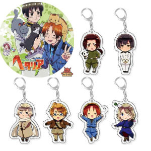 Bandai | 8 Pcs/Set Cute Axis Powers Action Figures KeyChain Feliciano Varga Ludwig Kiku Honda Alfred F. Jones PVC Model Collection Toy