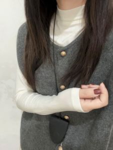 Korean Style Layered Design Knitted Sleeveless round Neck Open Cardigan Autumn Winter Loose Shoulder Pad Vest Womens Fashion