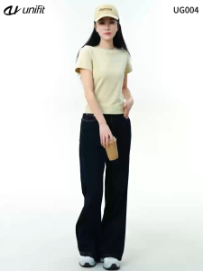 UNIFIT Womens Crew Neck Basic Tee Soft Cotton Everyday Casual T-Shirt with Embroidered Logo UG004