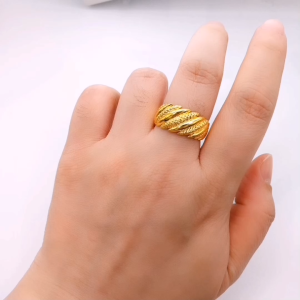 YON HING Cincin Fashion Full Gold Kosong (5D) Emas 916
