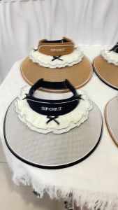 หมวกสานบังแดดครึ่งหัว ประดับโบว์ หมวกตีกอล์ฟ[รหัสA011] สินค้าพร้อมส่งจากไทย