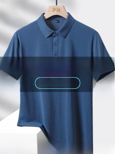 Cooling Ice Silk Short Sleeve Polo Shirt Mens Summer New Large Size Extra Loose Breathable Business Casual T-Shirt