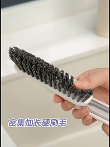 Multi-Functional Rotating Bathroom Crevice Brush / Bathroom Corner Cleaning Tool / Floor Crevices Brush / Sink Brush With Stiff Bristles / Squeegee / Tweezers