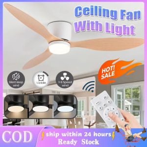 42 Inches Inverter Ceiling Fan With LED Light Remote Heavy Duty Modern Big Ceiling Fan With Remote Control Reversible Electric Fan 3 Color Light 3 Blades 6 Speeds DC Fan Light For Living Room Bedroom Kitchen Deluxe Simple Energy Saving PH