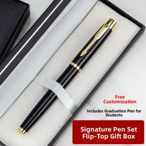 High-End Metal Ballpoint Pen Laser Engraving Logo Printing Advertising Office Signature Pen Water Pen Black Ink Gift Box
