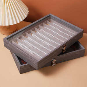 Pearl Necklace Storage Box Glass Dustproof Long Bracelet with Lid Bead Ornament Thick Necklace Jewelry Box Jewelry Tray