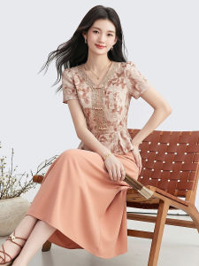 La Chapelle | Elegant Chinese Style Illusion Two-Piece Qipao Dress for Middle-Aged Women Summer