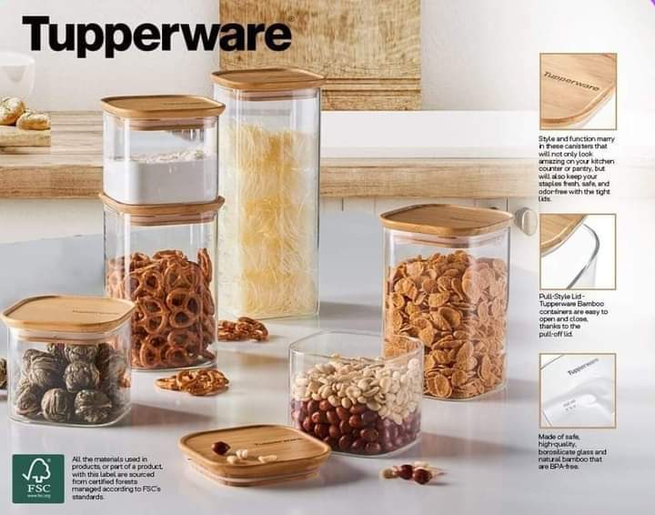 Tupperwareバンブークリアストレージセット Tupperware Bamboo Glass