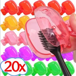 \ud83d\udd25Hot\ud83d\udd2520Pcs Portable Toothbrush Head Cover Clips Plastic Dustproof Head Germproof Protector Caps Travel Hiking Camping Bathroom Accessories