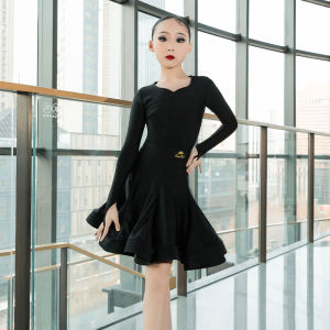 New Latin Dance Costume for Girls Professional Competition Uniform Standardized Exam Performance Outfit Childrens Handholding