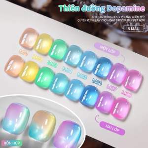Set 8 chai sơn gel Thạch Cầu Vồng DOPAMINE XEIJAYI chai sơn 15ml tặng kèm bảng màu