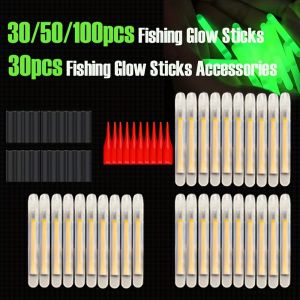 TAKBAS 30/50/100 Fishing Glow Sticks Rod Tip Lights for Night Fishing Green Glow Sticks Accessories for Fishing Glow Float