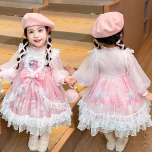 Melody Dress Autumn and Winter Girls Dress Sweater Kids Western Style Pettiskirt Clow M Lolita Princess Dress