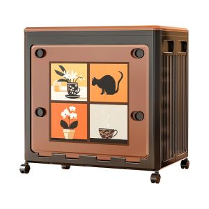 MEIZHUFU | Vintage Style Spacious Household Flip-Top Foldable Wheeled Storage Box