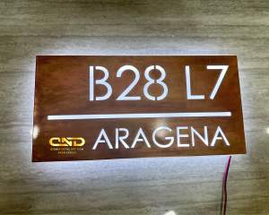 Customized Brass home address Diecut /laser cut Lighted 8”x 16”