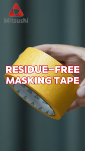 Mitsushi 20M/15M Masking Tape 3/2"1"1/2"3/4"2"with Embossed Paper Low Viscosity High Quality Adhesive For Painting-White/Yellow